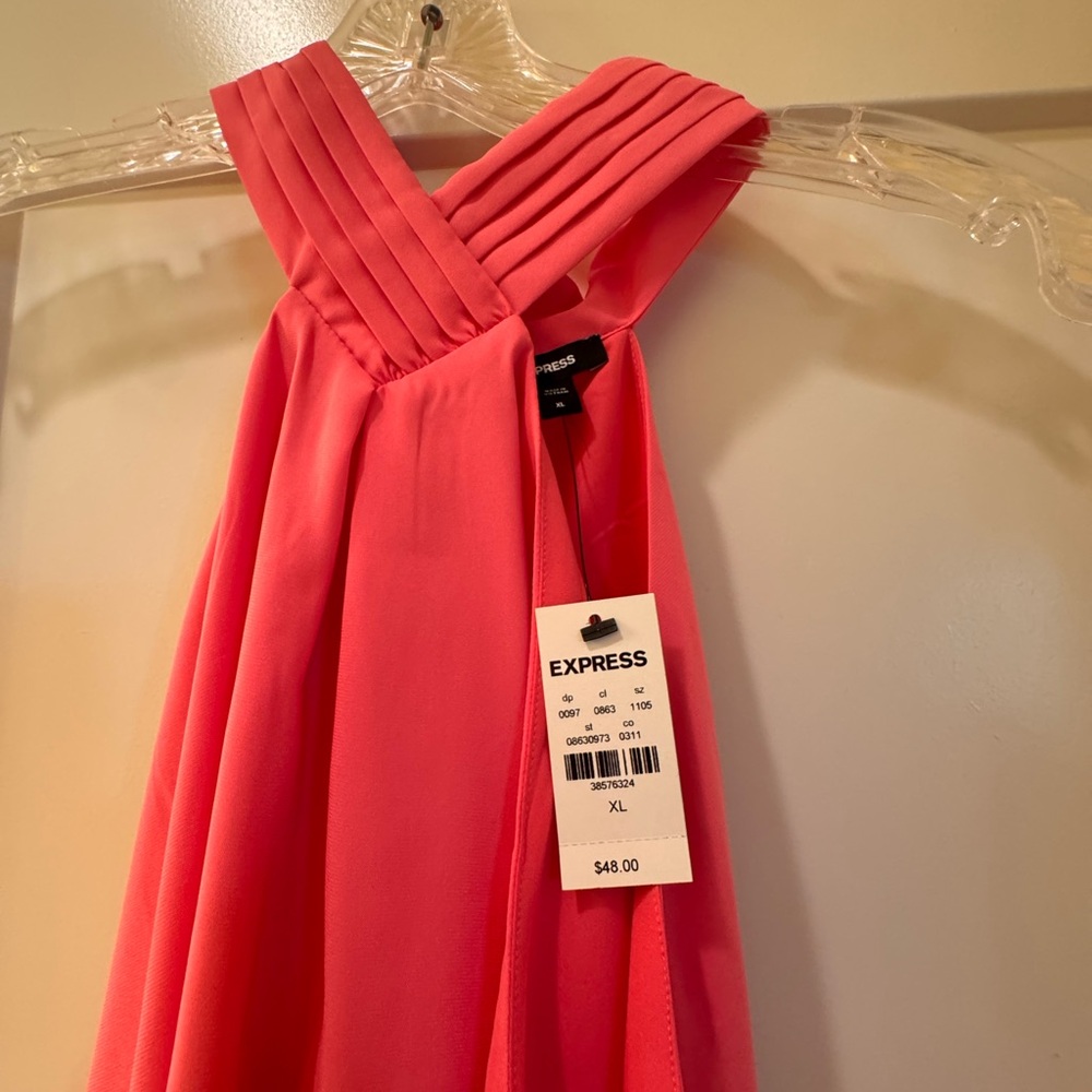 Express Vibrant Coral Halter Top